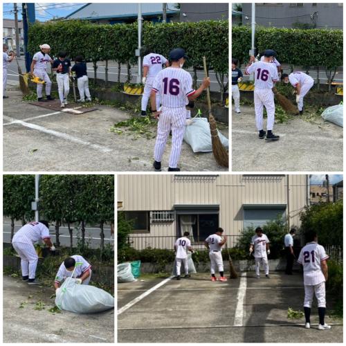 【野球部】試合後に垣根掃除！感謝です♪