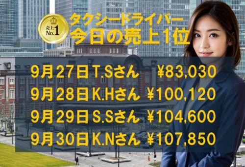 9月27日～30日の売上1位！