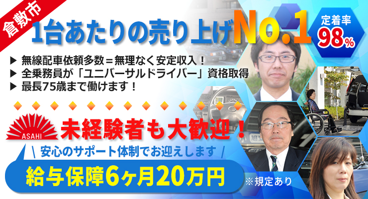 株式会社日本総合ビジネス/【９割が配車のお仕事で安定収入！】倉敷市で1台あたりの売り上げNo.1！充実した研修内容で安心のスタートを保証します！